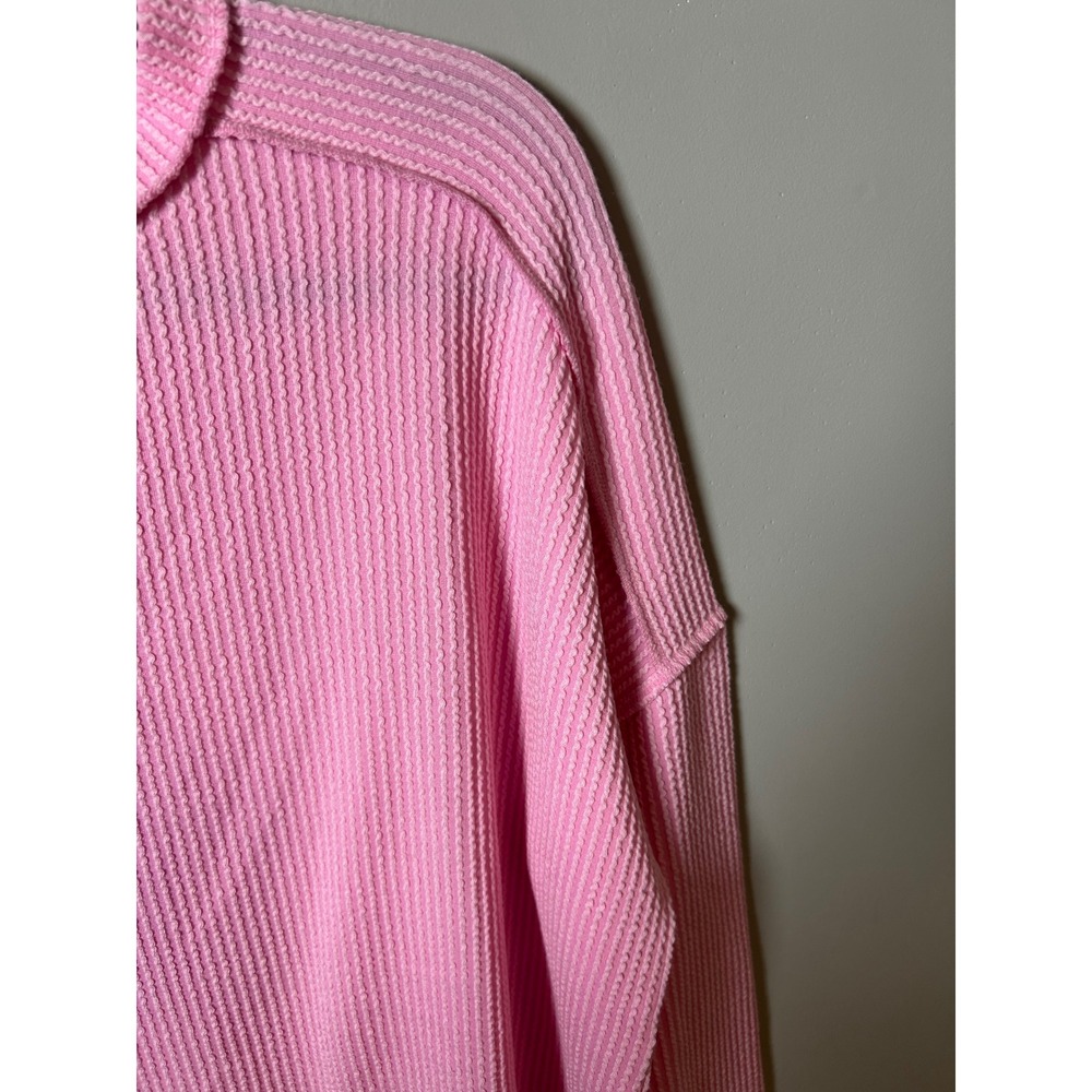 Zenana Pink Waffle Knit Oversized Thermal Top RTL-8452A L/XL - Picture 2 of 6